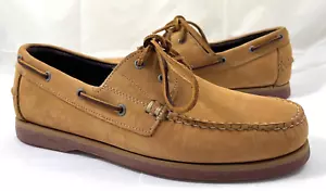 Scarpe da barca Allen Edmonds da uomo taglia 8 Force 10 scamosciate marrone chiaro Rg $300 NUOVE CON SCATOLA - Foto 1 di 6