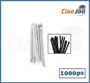 1000 Cannucce nere di plastica 21 cm imbustate riutilizzabili aperitivi succhi - Imagen 1 de 3