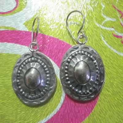 925 Fine Silver Earrings Thai Jewelry Beautiful Ornament Accessories Dangle Oval - Image 1 of 4
