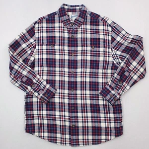Duluth Trading Shirt Mens Medium Blue Red Tartan Plaid Flannel Relaxed Fit - Picture 1 of 14