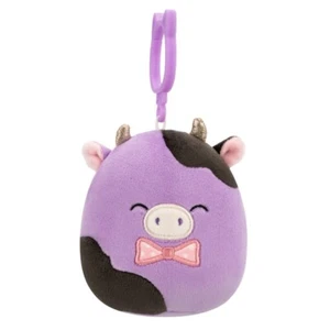 Cravatta Squishmallows 3,5" Alexie The Cow rosa fiocco viola Pasqua 2025 clip NUOVO - Foto 1 di 3