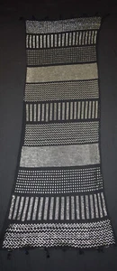 Black Egyptian Assuit Silver metal / net tulle fabric Wrap Shawl Scarf - Picture 1 of 4
