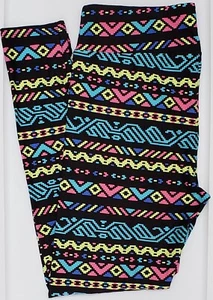 TC2 LuLaRoe Tall & Curvy2 Leggings Tribal Aztec Cute Multi-color Print NWT H45 - Picture 1 of 6