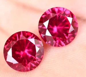 Pair Natural Red Ruby Round Shape 10.00 mm Certified Treated Loose Gemstone - Picture 1 of 8