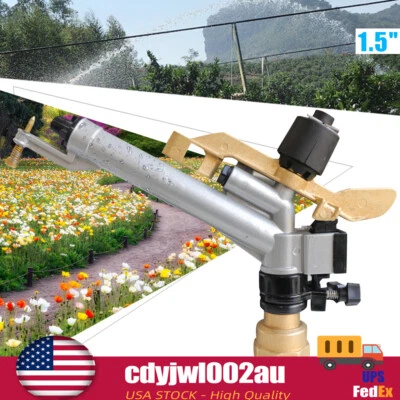 Pistola pulverizadora de lluvia aspersor de impacto de riego de agua de gran área ajustable 360° 1,5" Foto 1 de 4