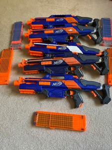 Lot of 5 Nerf CS-18 N-Strike Elite Rapidstrike Blaster w/18 Dart Clip w/ Darts