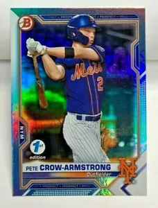 Pete Crow-Armstrong 2021 Bowman 1st First Edition SKY BLUE Foil #BFE-22 SP METS - Picture 1 of 2