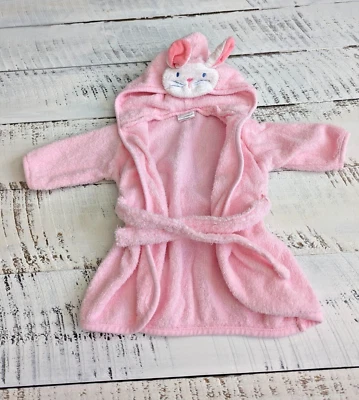 Albornoz con capucha vintage Carter’s talla 0-9M rosa claro y blanco conejito Foto 1 de 4