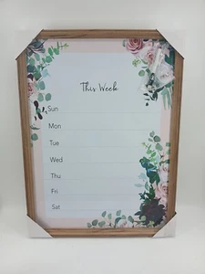 Floral Roses Dry Erase Weekly Schedule Board With Pen 24"x 18" (New) *** - Picture 1 of 7