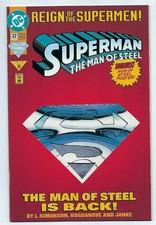 DC Comics SUPERMAN THE MAN OF STEEL #22 first printing die cut cover