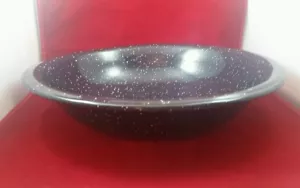 VINTAGE, BLACK SPATTERWARE, ENAMALWARE BOWL / BASIN VERY GOOD GENTLY USED 14" - Picture 1 of 7