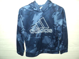 Adidas Hoodie Blue Camo Boys Sz M (10-12) Kangaroo Pocket Lightweight Polyester - Picture 1 of 3