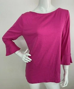 LAUREN Ralph Lauren Women's New Plus 1X Pink Cotton 3/4 Sleeve Top Blouse NWT - Picture 1 of 6