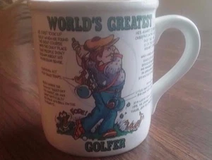 Papel Coffee Mug Cup, World's Greatest Golfer, white, hand decorated - Picture 1 of 5