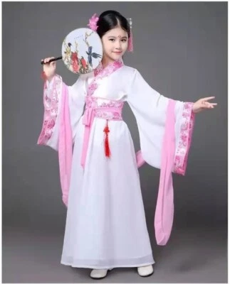 Kids Traditional Dresses Chinese Outfit Girls Costume Folk Dance Hanfu Dress - Image 1 of 4
