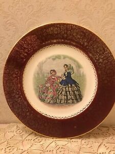 IMPERIAL CABINET PLATES (3 AVAIL) VICTORIAN 10 1/2" SALEM CHINA CO. 23K GOLD EUC