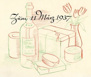 Tarjeta de felicitación de cumpleaños poema 1937 de Uli Huber - Imagen 1 de 2