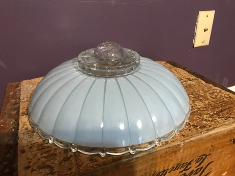 Beautiful Vintage  Ceiling Light Shade Cover 3 Hole 11” Cover