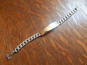 Brazalete de cadena de eslabones de plata esterlina ID vintage de los años 40 para hombre de 8,25 pulgadas - Imagen 1 de 7