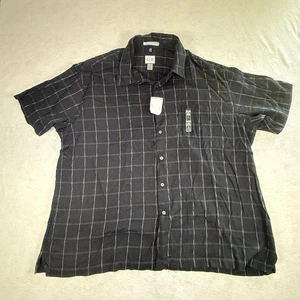 Geoffrey Beene 3XL Button Down Shirt Short Sleeve Black Checkered NWT - Picture 1 of 5