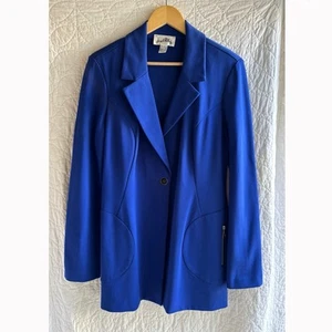 Joseph Ribkoff Women’s Long Blazer Jacket Size US 14 Royal Blue Single Button - Picture 1 of 12