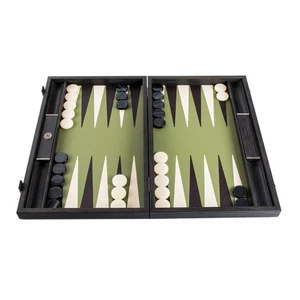 Manopoulos Premium Leatherette Olive Green 19 inch Backgammon Set (UK) - Picture 1 of 9