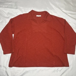 J Jill Pure Jill 100% Organically Grown Cotton Top Burnt Orange Knit Size XL - Picture 1 of 7