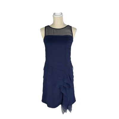 Jessica Simpson Sleeveless Chiffon Cocktail Evening Dress Navy Blue Women Size 2 - Image 1 of 4