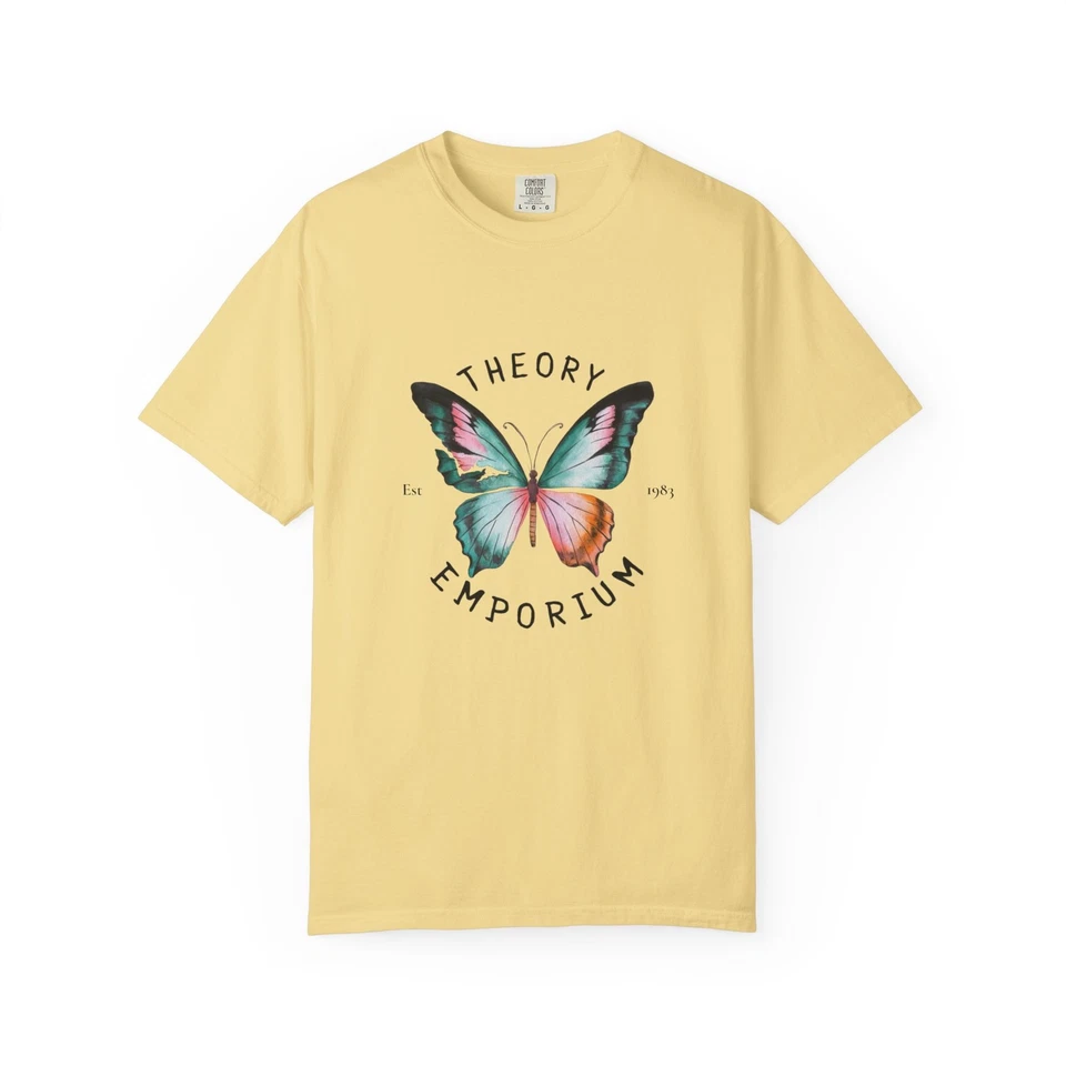 Theory Emporium Brand T-Shirt Butterfly Retro Colorful Unisex Tee, Distressed - Image 1 of 1