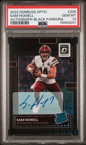 2022 Donruss Optic Sam Howell BLACK PANDORA AUTO /25 PSA 10 GEM MINT Rookie  - Picture 1 of 2