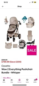 Cossatto Wow 2 Everything Travel System Whisper - Picture 1 of 3
