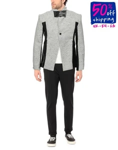 RRP €750 SANDRO MARZO Tweed Jacket Size S Wool Blend Leather Insert Fleck Effect - Picture 1 of 5