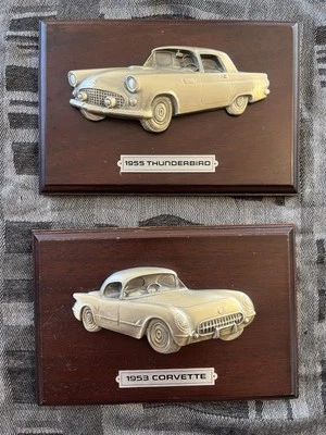 Lote de dos placas de pared originales de galería Corvette 1953 y Thunderbird 1955 Foto 1 de 4