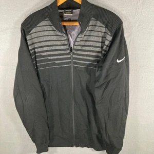 Nike Golf Tour Performance XL Black Gray Striped Knit Full Zip Jacket - Picture 1 of 11