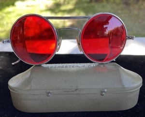 WWII Rochester Optical Gunner Aviators Red lens glasses original case steampunk - Picture 1 of 23