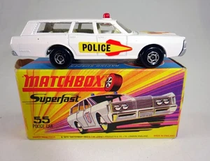Matchbox Superfast n.º 55B Mercury Police Car blanco plata fondo pl. en caja "I" - Imagen 1 de 11