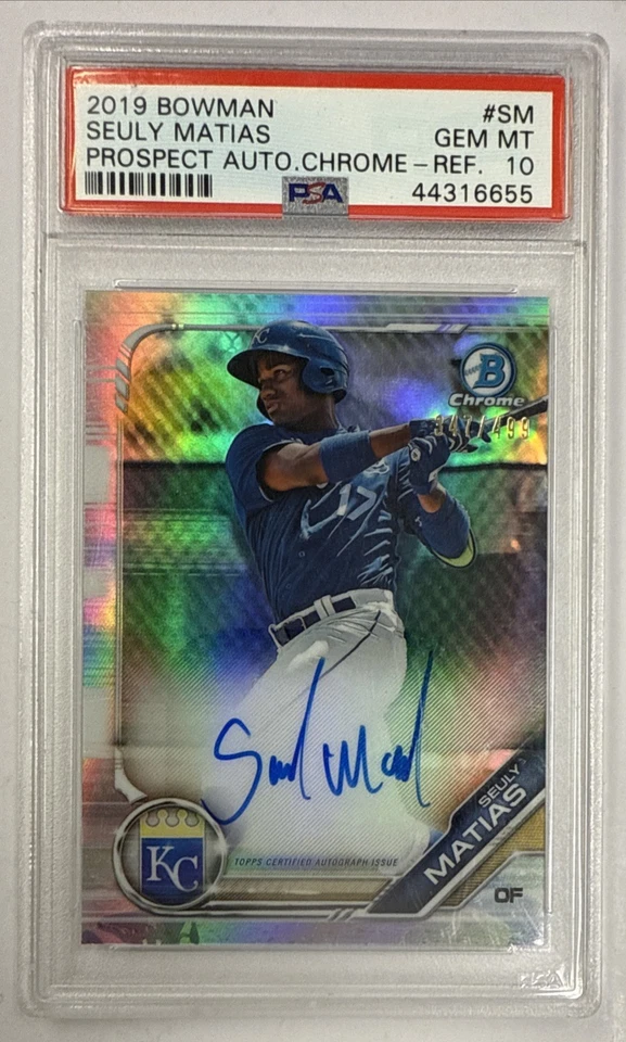 2019 Bowman Chrome / Seuly Matias AUTO ROOKIEW REFRACTOR / PSA 10 GEM MINT /499 - Image 1 of 3