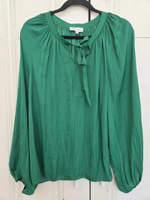 Blusa Gibson Latimer XL Vacaciones Verde Satén Cuello Atado Manga Larga Poliéster  Foto 1 de 4