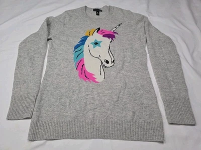 AQUA Intarsia Unicorn 100% Cashmere Girls or Teen Sweater EUC - Image 1 of 4