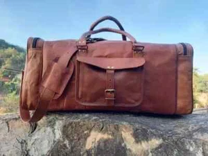 Handgefertigte Leder Seesack Holdall Echtleder Overnight Weekender Tasche - Bild 1 von 6