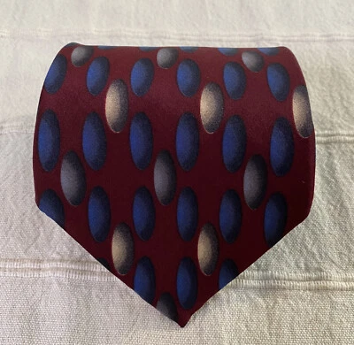 Corbata de lujo Liberty of London 100 % seda borgoña puntos geométricos para hombre Foto 1 de 4