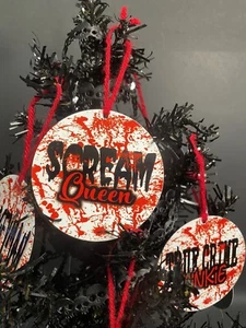 Blutspritzer Ornament individuell 3,5" rund flach Aluminium Horror Halloween Baum - Bild 1 von 11