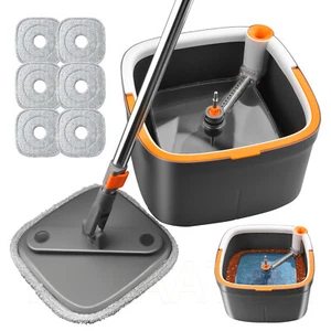 Hands Free Flat Mop Spin Dry Cleaning Mop Dirty Clean Water Separation Bucket - Picture 1 of 14