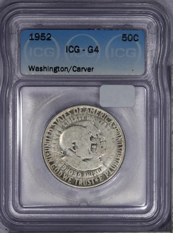 1952 Washington Carver Half Dollar 50c  ICG G4 - Lowball Pocket Piece! COOL! Cover