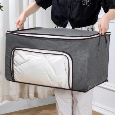 60x40x35 Underbed Clothe Duvet Storage Bag Zipped Organizer Wardrobe Quilt Boxes - Image 1 of 4