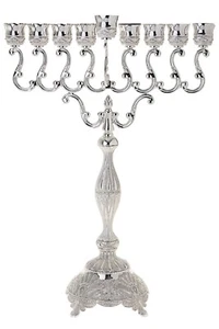 Traditional Menorah Silver Plated For Oil Or Candles 27" Tall - Picture 1 of 1