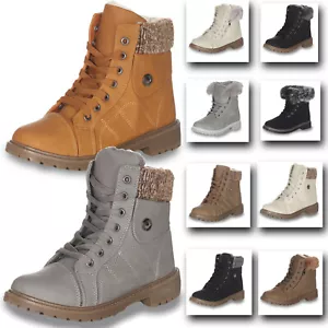 Botines de mujer Boots Booty forrados zapatos de invierno zapatos botas cordones 30 - Imagen 1 de 21