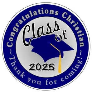NAVY AND SILVER GRADUATION PARTY FAVORS TAGS LABELS STICKERS FOR FAVORS - Picture 1 of 2