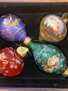 4 Kätzchen Kapern Glas beleuchtet Weihnachtsschmuck Jürgen Scholz Gold Ed.#2 - Bild 1 von 4