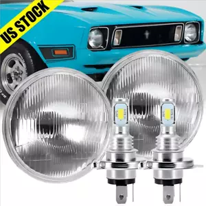For Ford Mustang 1965~1973 Brightest Pair 7" Round Led Headlights High Low Beam - Picture 1 of 16